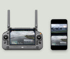 XM2 Reel Engine: DJI RC Plus showing the flight screen beside a phone displaying the finished vertical reel